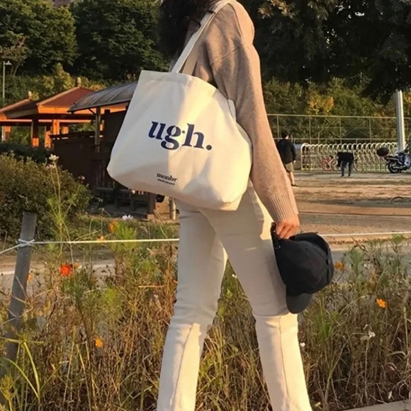 NEW! Adorable canvas bag- “UGH” KITCHY and great quality. Very large size! - Picture 2 of 2